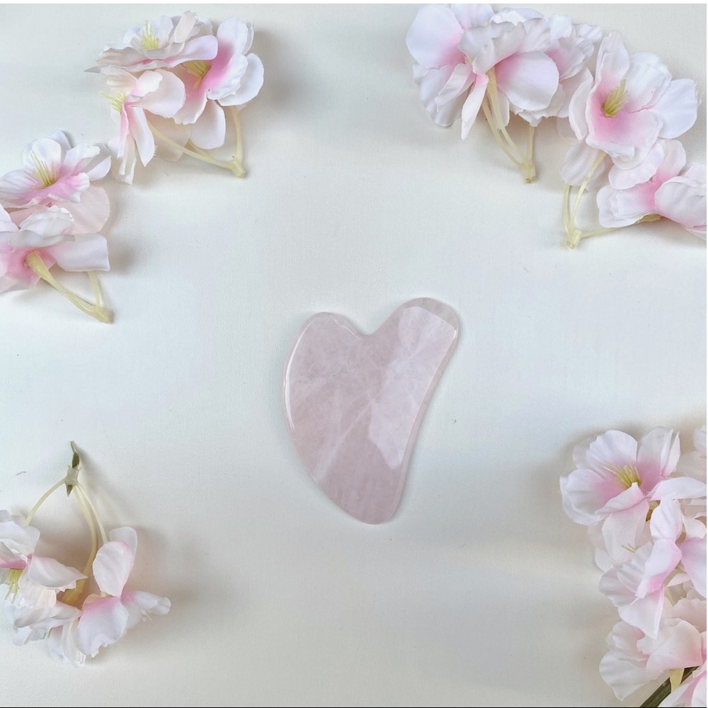 rose quartz gua sha stone facial massage tool